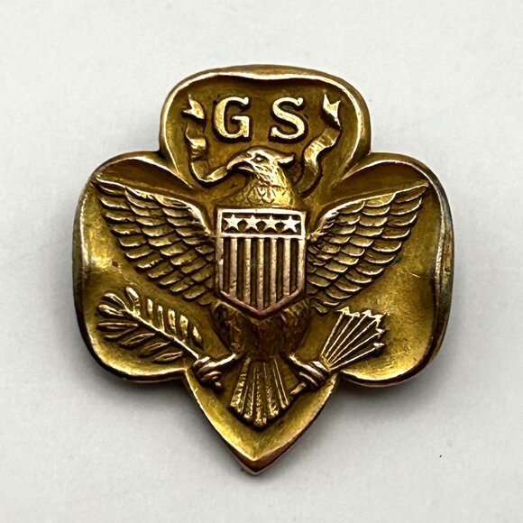 Vintage Girl Scouts USA 1/20 10K Gold Filled Membership Pin Eagle Emblem - Picture 9 of 9